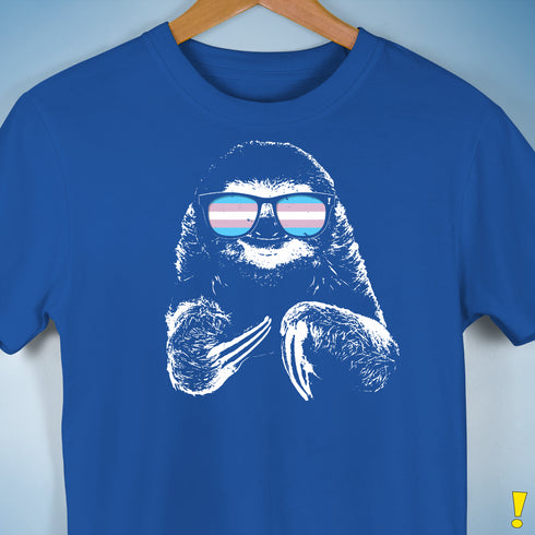 Pride Sloth Transgender Flag Sunglasses Premium Unisex T-Shirt - Royal Blue